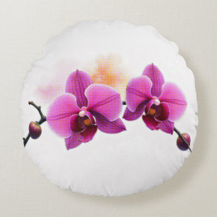 Dawn Bloom Orchid Round Cushion