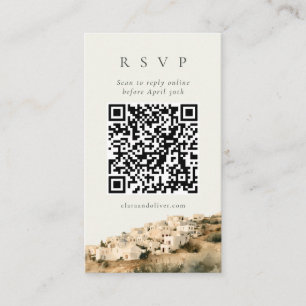 Dawn Cyclades White Houses Wedding QR RSVP Card