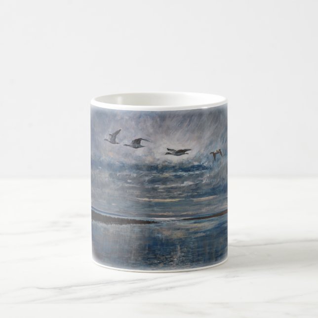 Dawn flight, late moon. coffee mug (Center)