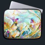 "Dawn Greeting" Hummingbird Print on Laptop Sleeve<br><div class="desc">Featuring the vibrant work of artist Janet Weight Reed,  this neoprene sleeve will protect your laptop or tablet with beautiful flair. The print is titled "Dawn Greeting" and is one of many featuring hummingbirds by the artist.</div>