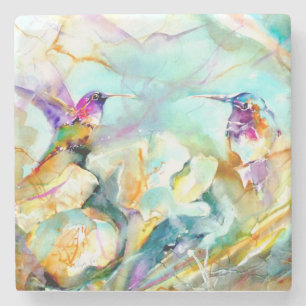 "Dawn Greeting" Hummingbird Print Stone Coaster