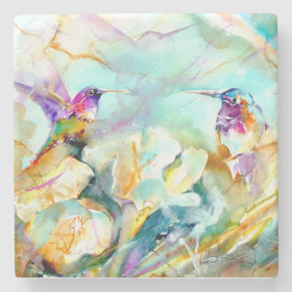 "Dawn Greeting" Hummingbird Print  Stone Coaster