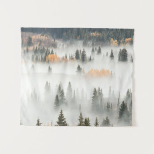 Dawn Ground Fog Covers Mountain Forest Tapestry