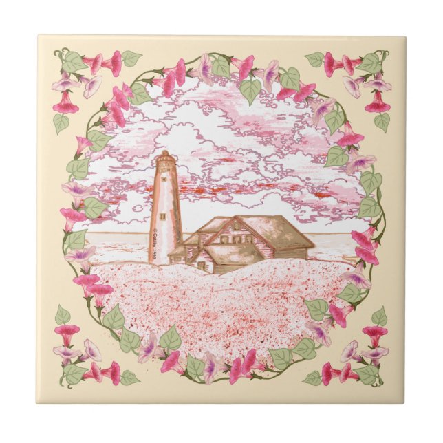 Dawn Lighthouse ceramic tile (Front)