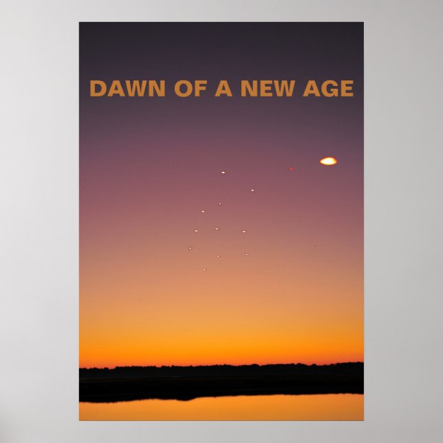 Dawn of a new age. UFO fleet visiting Earth. Poster (Front)