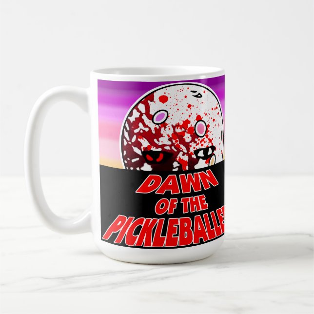 Dawn of the Pickleballer Halloween Horror Zombie Coffee Mug (Left)