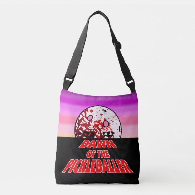 Dawn of the Pickleballer Halloween Horror Zombie Crossbody Bag (Front)