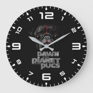 Dawn Of The Planet Of The Pugs Large Clock