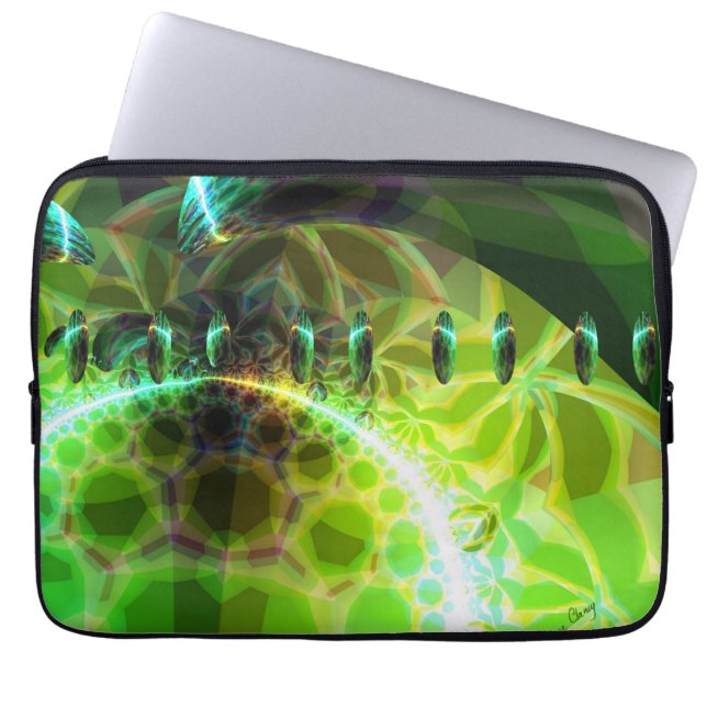 Dawn of Time – Lime & Gold Emerge Laptop Sleeve (Front)