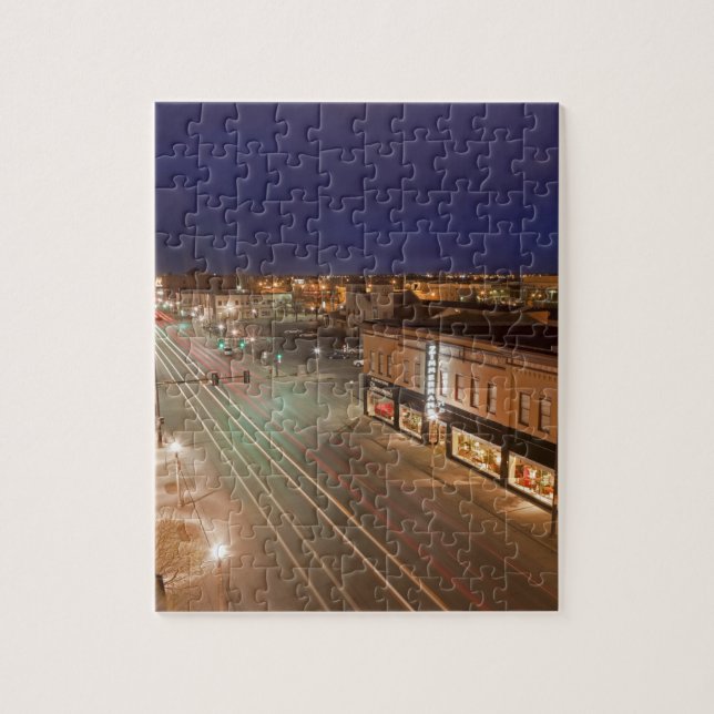 Dawn on Main Street of Bismarck, North Dakota Jigsaw Puzzle (Vertical)