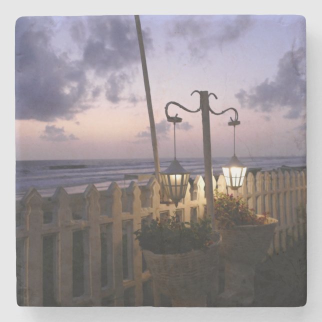 Dawn on the Beach Stone Coaster (Front)