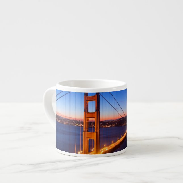 Dawn over San Francisco and Golden Gate Bridge. Espresso Cup (Front Left)
