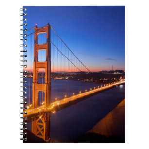 Dawn over San Francisco and Golden Gate Bridge. Notebook