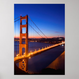 Dawn over San Francisco and Golden Gate Bridge. Poster