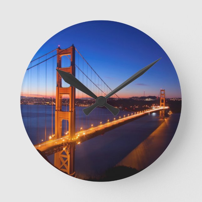 Dawn over San Francisco and Golden Gate Bridge. Round Clock (Front)