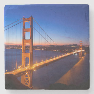 Dawn over San Francisco and Golden Gate Bridge. Stone Coaster