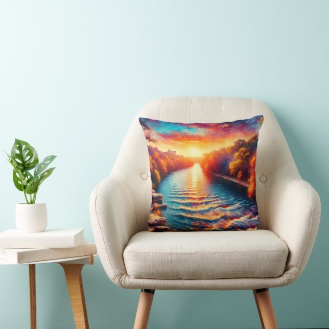 "Dawn’s Tranquil Embrace: Comal River Sunrise" Cushion (Chair)
