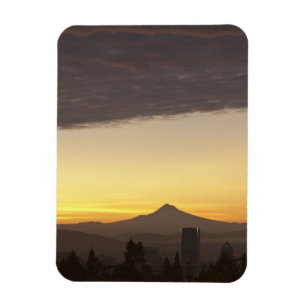 Dawn sky over Portland and Mt. Hood, Oregon Magnet