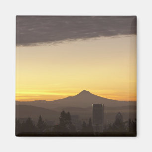 Dawn sky over Portland and Mt. Hood, Oregon Magnet