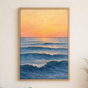 Dawn Swells Watercolour Coastal Art Poster