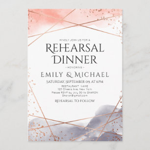 Dawn Watercolor Geometric Rehearsal Dinner Invitation