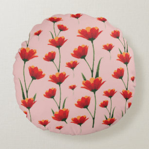 Dawnfire Poppies Round Cushion