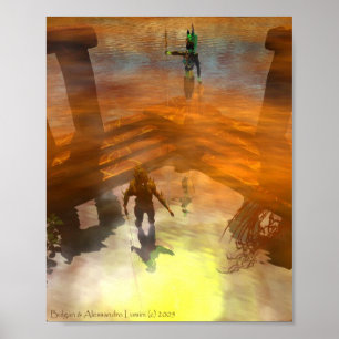 DAWNING DARK /TEMPLE OF WATER HYPERION Sci Fi Poster
