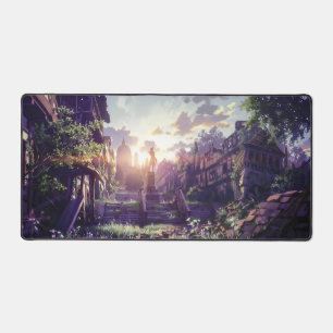 Dawn's Embrace: The Overgrown City Desk Mat
