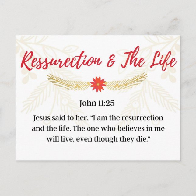 Day 15. Names Of Jesus Ressurection & The Life  Po Postcard (Back)