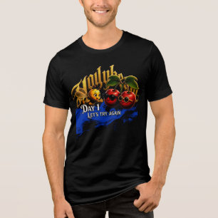 Day 1 Let's Try Again Bee and Cherry Motivational Tri-Blend Shirt