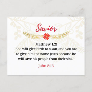 Day 2. Names Of Jesus Saviour Advent Calendar Postcard