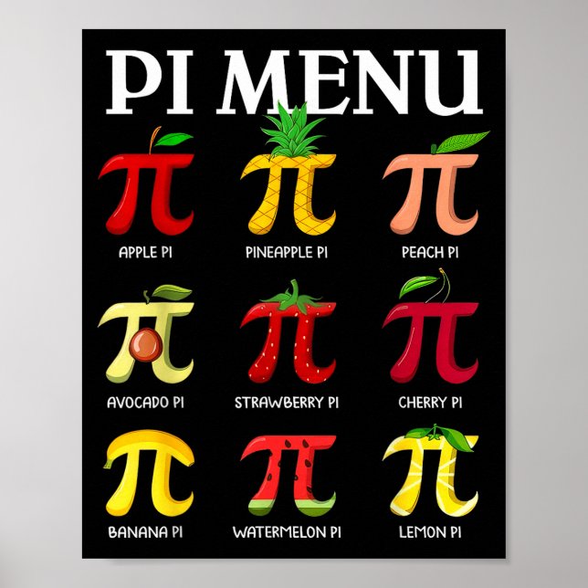 Day 314 menu funny fruit pie menu teachers math poster (Front)