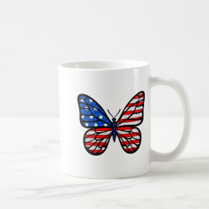 Day 4th July Usa Flag America Butterfly Coffee Mug