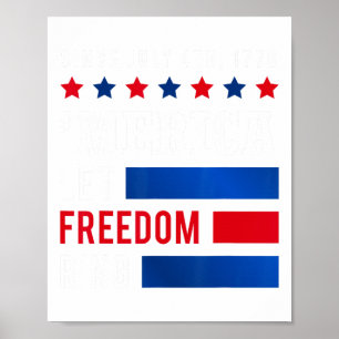 Day 4th July Usa Flag America Let Freedom Ring  Poster