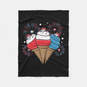 Day 4th Of July Ice Cream Women Men Kids Fleece Blanket