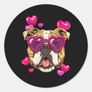 Day American Bulldog Heart Couples Dog Lover Classic Round Sticker