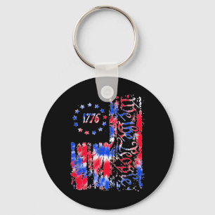 Day American Flag Patriotic 1776 We The Tie Dye  Key Ring