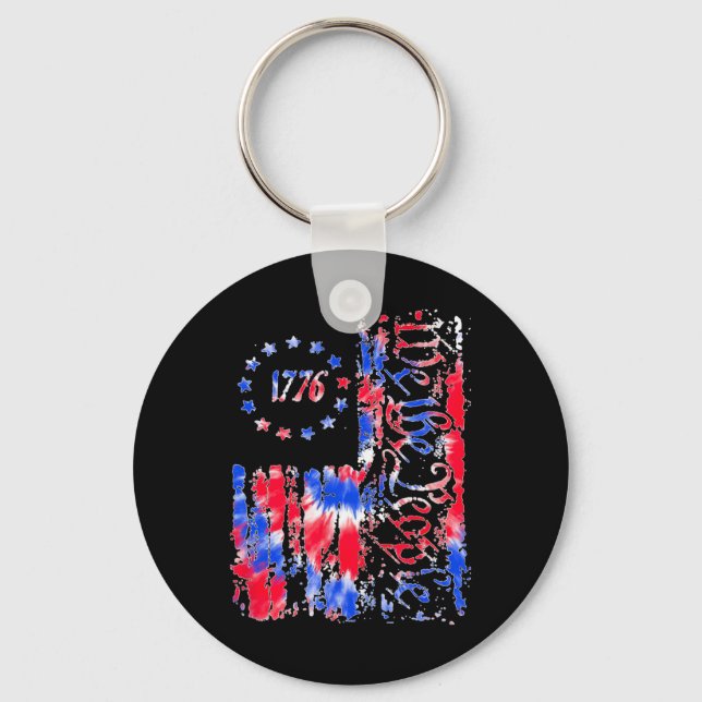 Day American Flag Patriotic 1776 We The Tie Dye  Key Ring (Front)