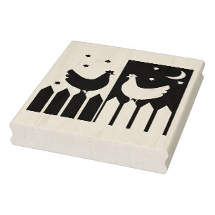 Day and Night Chickens Rubber Art Stamp