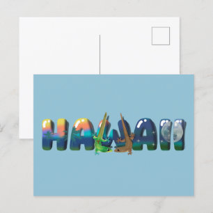 DAY AND NIGHT HAWAII GECKOS POSTCARD