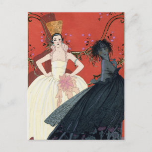 Day and Night in Paris Art Deco Postcard