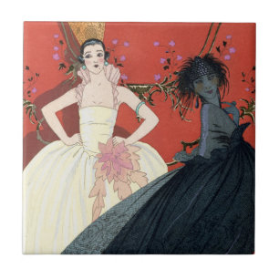 Day and Night in Paris Art Deco Tile