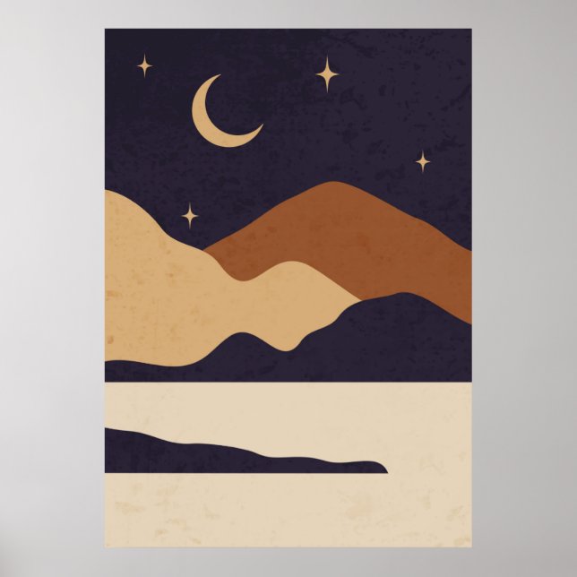 Day and night mountain landscape poster (Front)