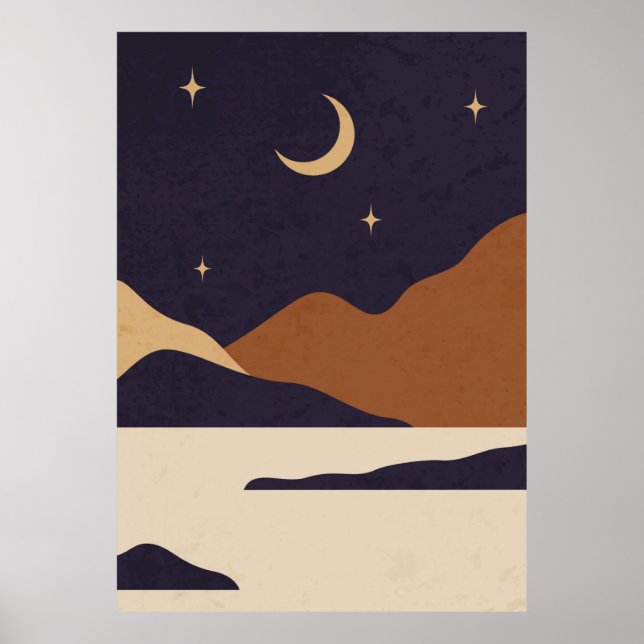 Day and night mountain landscape poster (Front)