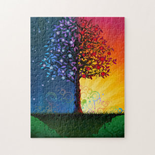 Day And Night Tree Jigsaw Puzzle