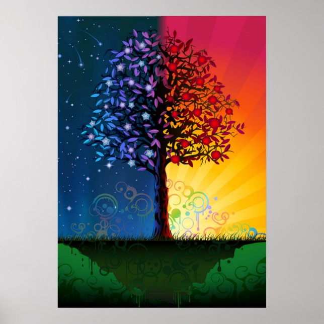 Day And Night Tree Poster (Front)