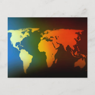 Day and night world map postcard
