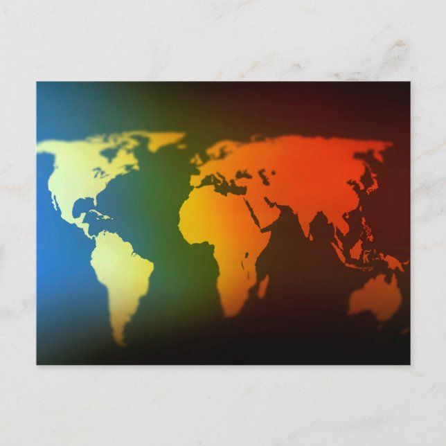 Day and night world map postcard
