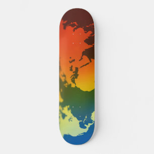 Day and night world map skateboard