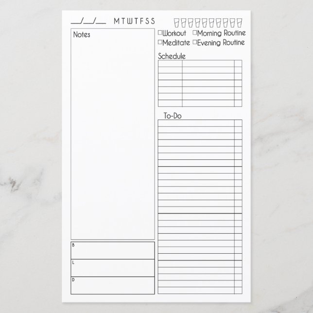 Day at a Glance with Note space (Front)